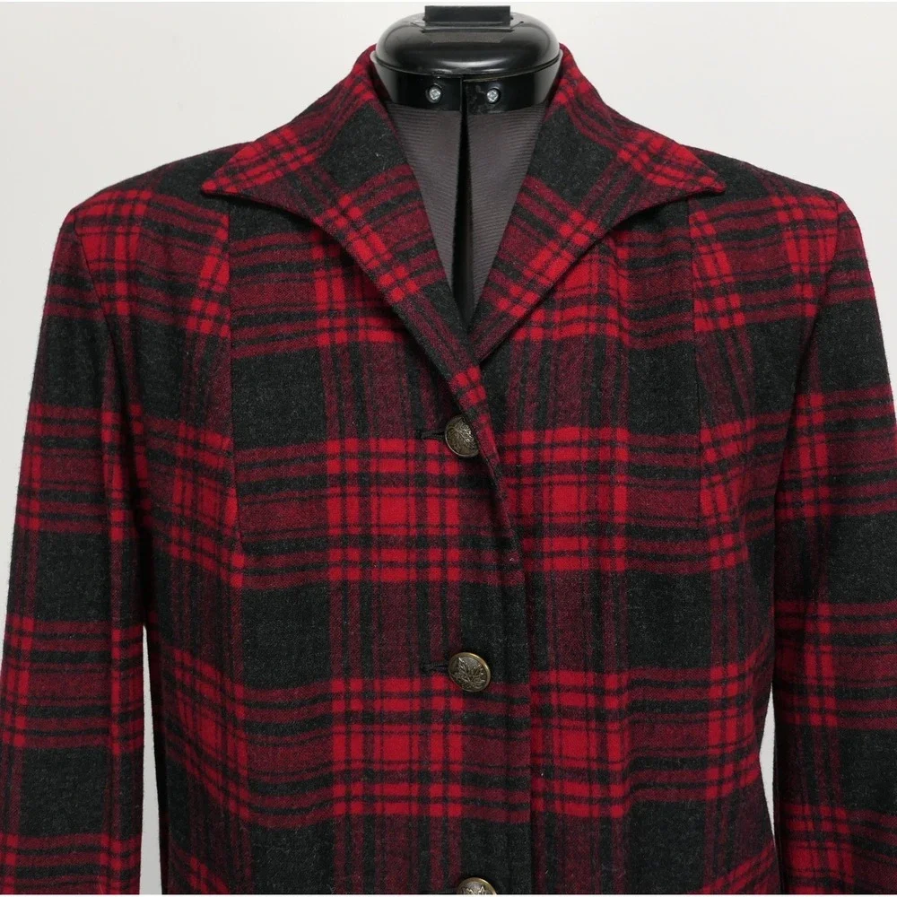 VTG Pendleton Traveller Buffalo Plaid Virgin Wool Shirt Jacket S/M True '50s VTG - Picture 3 of 13